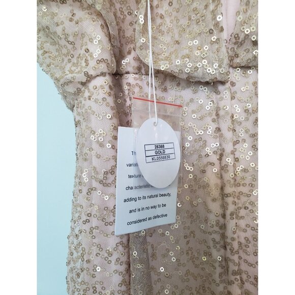 Kennedy Blue Women 8 Bridesmaid Dress Gold Sparkly All Over Sequins 28368 NWT - Picture 7 of 7